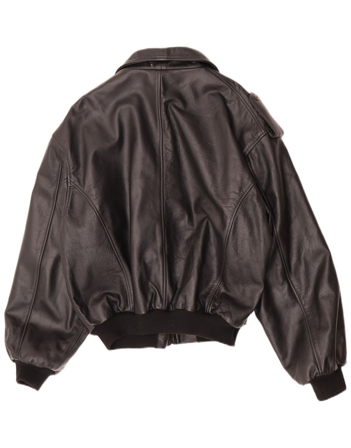 Vintage Ανδρικό Faux Leather Military Jacket IT 48/50 Medium Black