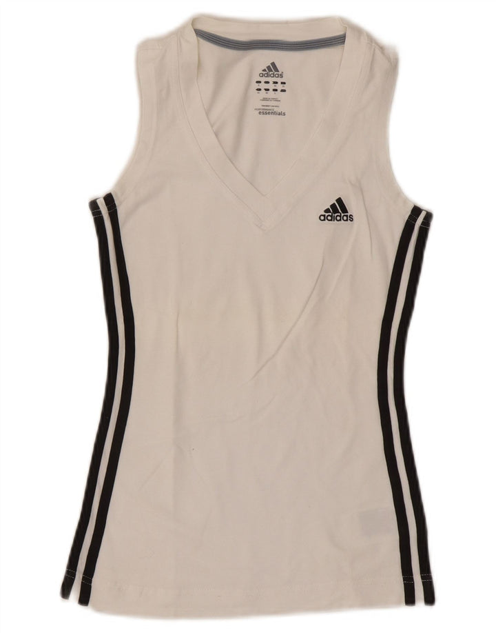 Adidas Γυναικείο Γιλέκο Τοπ UK 8 Μικρό λευκό βαμβακερό