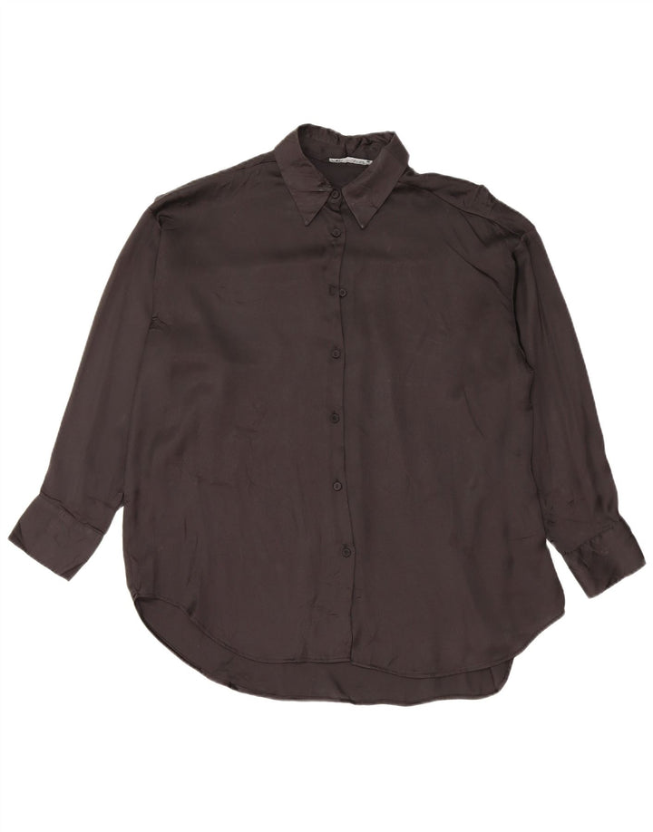 Zara Γυναικείο πουκάμισο Oversized Μπλούζα UK 10 Small Black Polyester