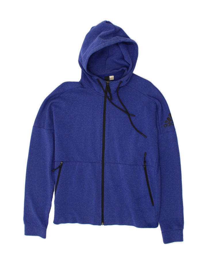 ADIDAS Mens Graphic Zip Hoodie Sweater Medium Blue Flecked Vintage Adidas and Second-Hand Adidas from Messina Hembry 