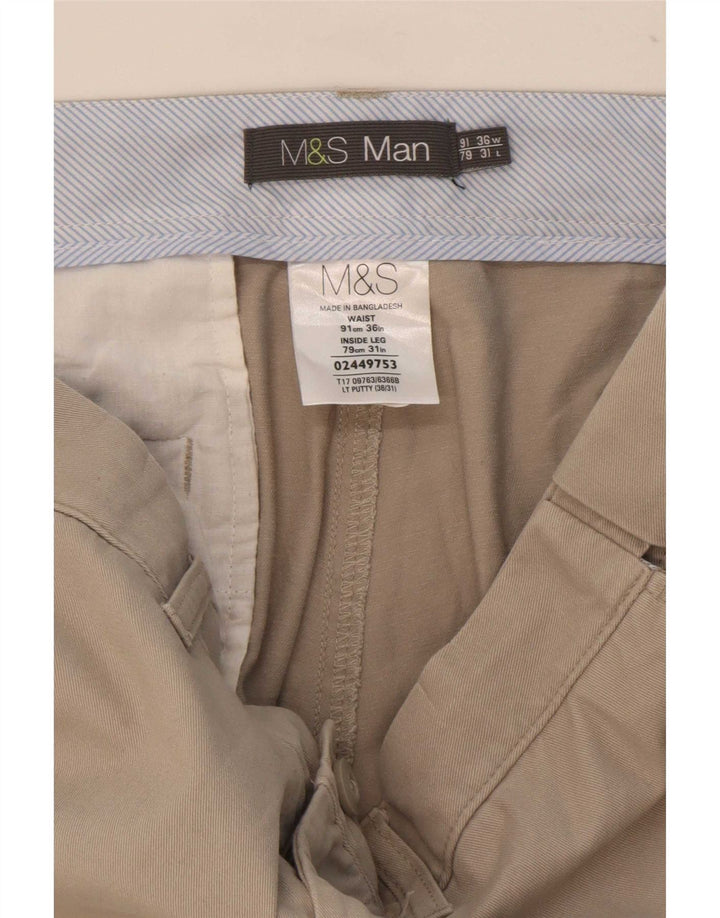 Marks & Spencer Ανδρικό ίσιο παντελόνι Chino W36 L31 Beige Polyester