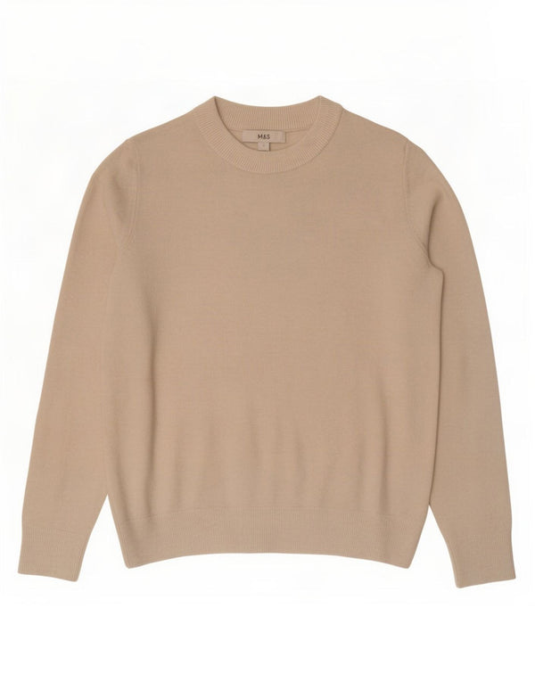 Marks & Spencer Γυναικείο πουλόβερ υπερμεγέθη Crew Neck Jumper UK 10 Small Beige
