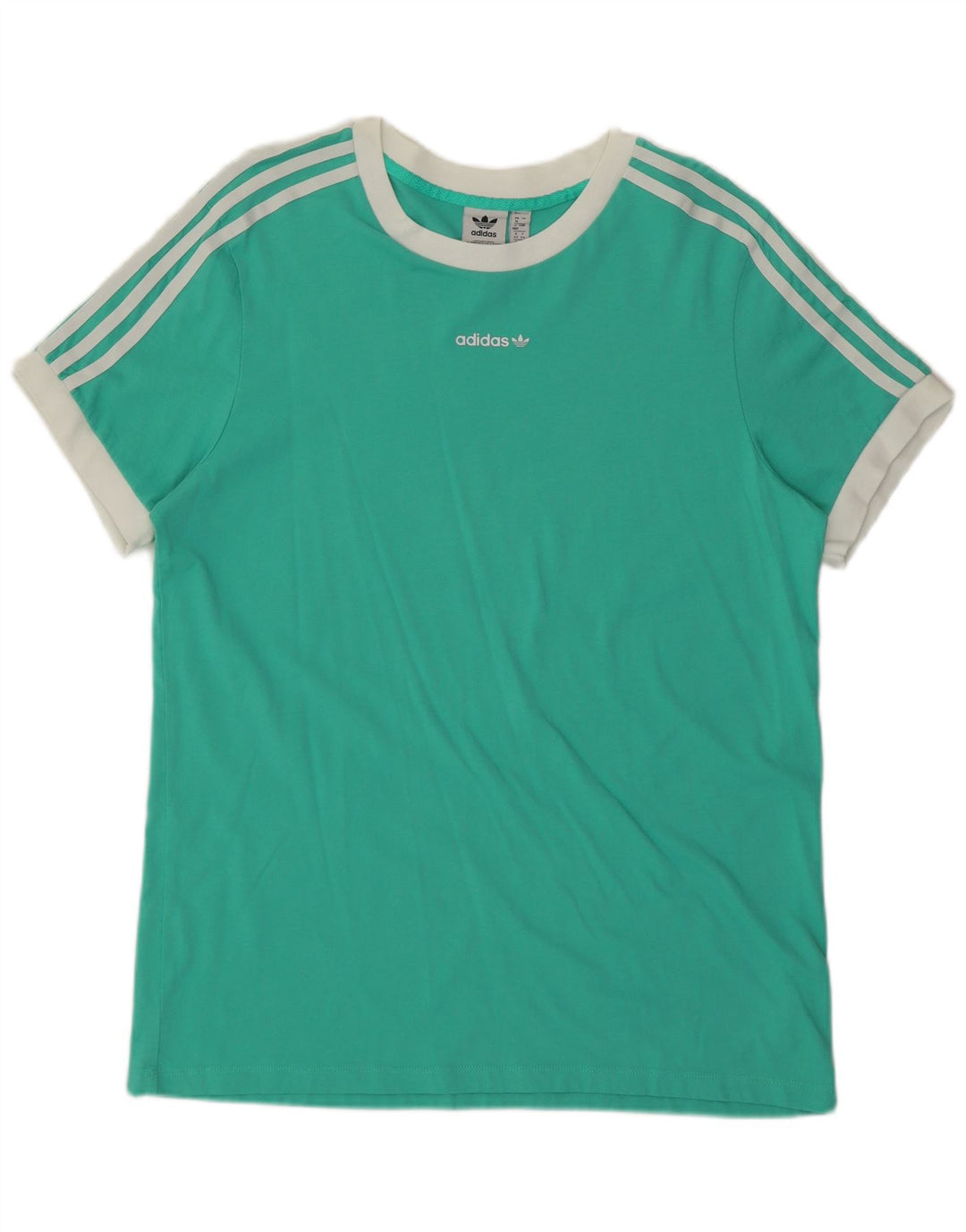 Γυναικείο T-Shirt ADIDAS Top UK 16 Μεγάλο πράσινο βαμβακερό
