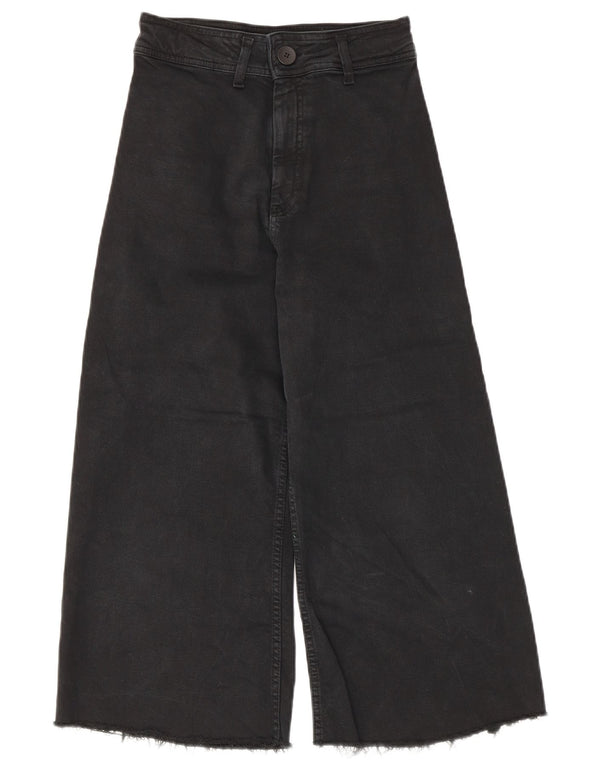 Zara Γυναικείο Κάπρι Ψηλόμεσο Φαρδύ τζιν US 34 2XS W24 L22 Μαύρο βαμβακερό