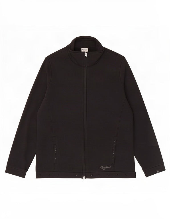Champion Womens Easy Fit Tracksuit Top Jacket UK 14 Large Black Cotton