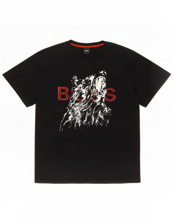 Ανδρικό γραφικό T-Shirt Hugo Boss Top 2XL Μαύρο βαμβακερό