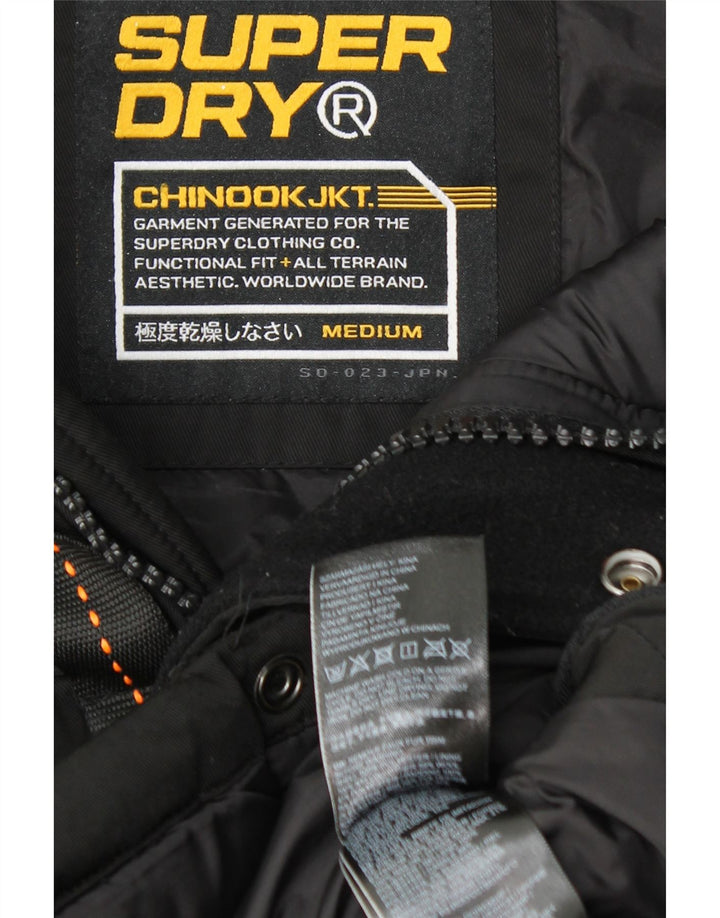 Superdry Ανδρικό μπουφάν με κουκούλα UK 38 Μεσαίο Μαύρο Πολυεστέρας