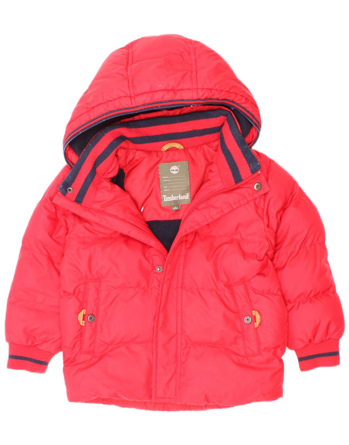 Μπουφάν Timberland Boys Hooded Gadded Jacket 2-3 Years Red Polyester