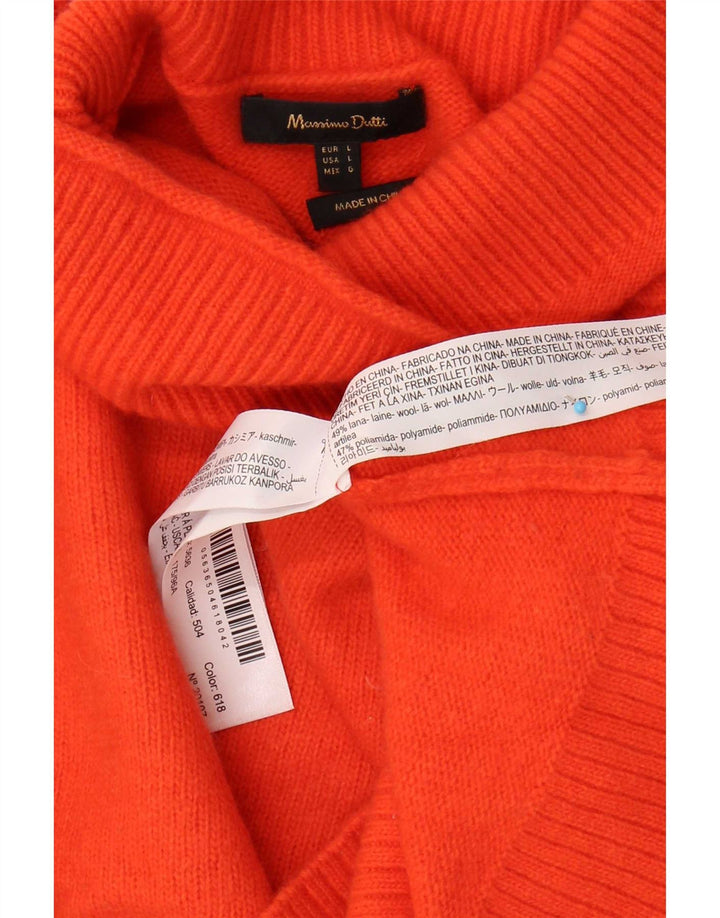 Massimo Dutti Γυναικείο Crop Roll Neck Jumper πουλόβερ UK 16 μεγάλο πορτοκαλί μαλλί