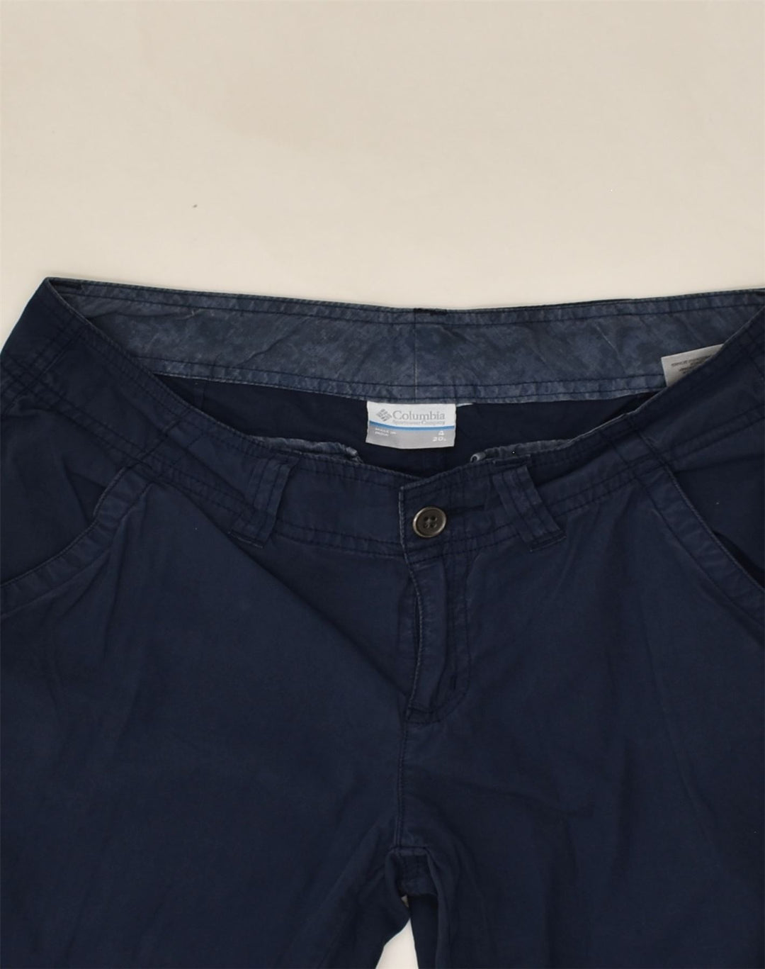 COLUMBIA Womens Slim Capri Trousers US 4 Small W30 L20  Navy Blue Cotton | Vintage Columbia | Thrift | Second-Hand Columbia | Used Clothing | Messina Hembry 