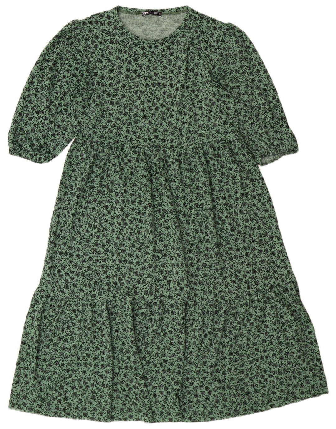 Γυναικείο φόρεμα ZARA A-Line UK 14 Medium Green Floral Polyester
