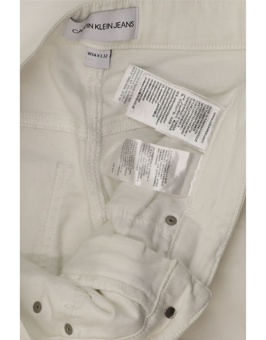 Calvin Klein Γυναικείο Slim Jeans W34 L32 Λευκό βαμβακερό