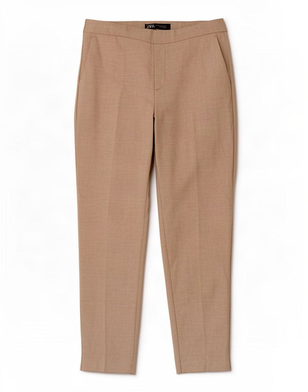 Zara Womens Tapered Chino Trousers EU 36 Small W26 L27 Beige Polyester