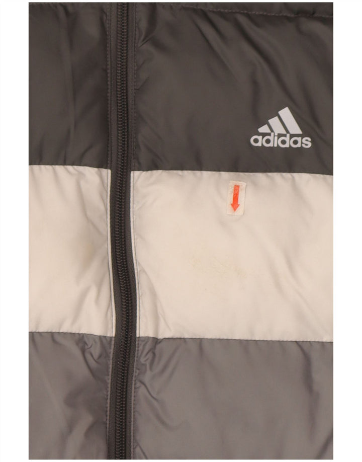 Μπουφάν Adidas Boys με κουκούλα με επένδυση 13-14 ετών Γκρι πολυεστέρας