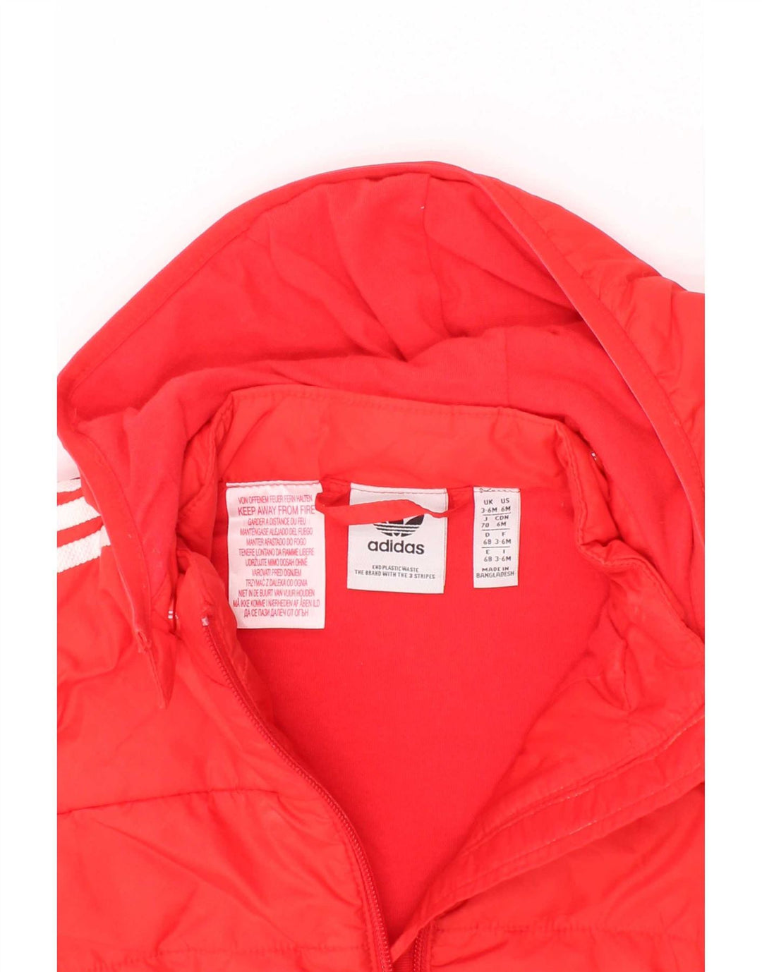 Μπουφάν Adidas Baby Boys με κουκούλα με επένδυση 3-6 μηνών κόκκινο πολυεστέρα