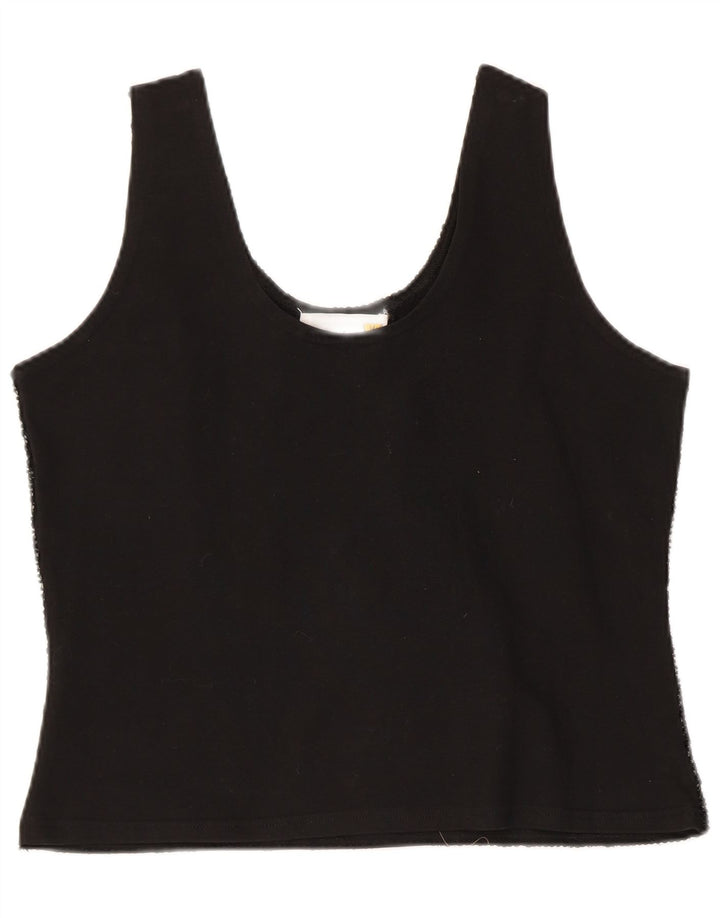 Vintage Womens Evening Abstract Pattern Μπλούζα Κορυφή UK 12 Medium Black