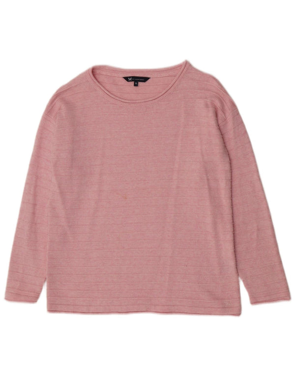 Crew Clothing Γυναικεία πουλόβερ με λαιμόκαυστο UK 12 Medium Pink ριγέ