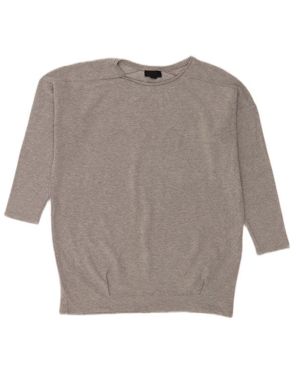 Topshop Womens Oversized Top 3/4 Sleeve UK 12 Medium Grey Viscose