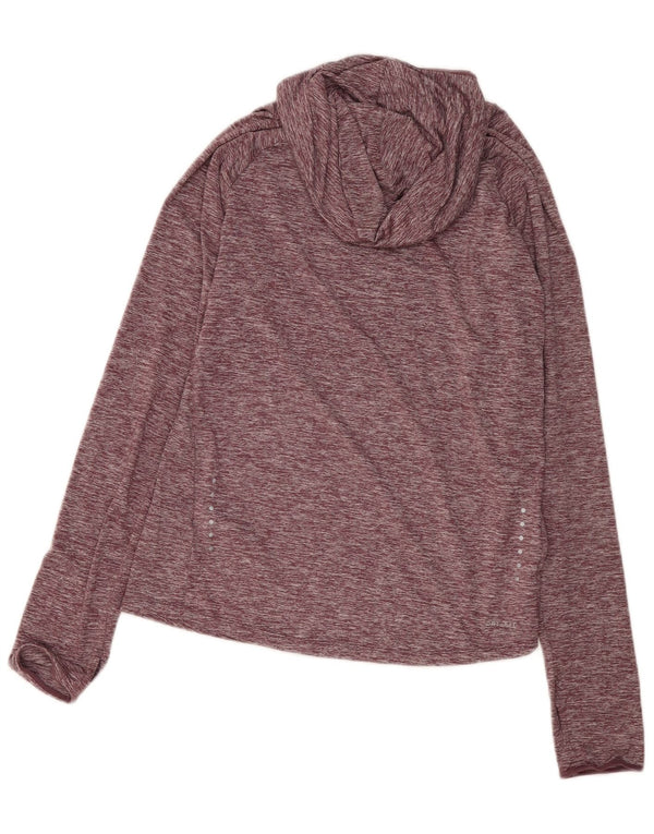 Nike γυναικείο Dri Fit Running Top μακρυμάνικο UK 14 Medium Burgundy Flecked