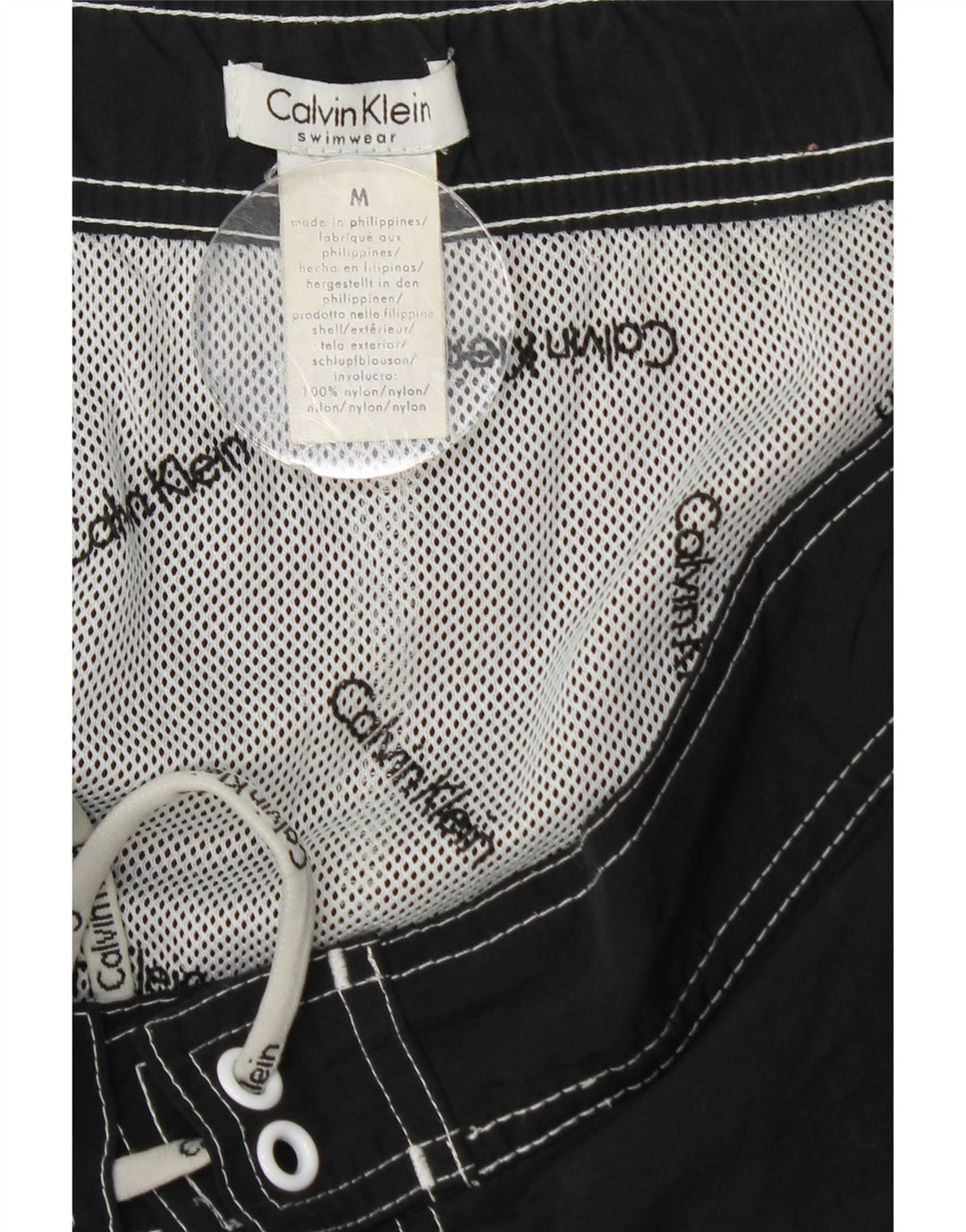 CALVIN KLEIN Ανδρικό γραφικό σορτς κολύμβησης μεσαίο μαύρο νάιλον