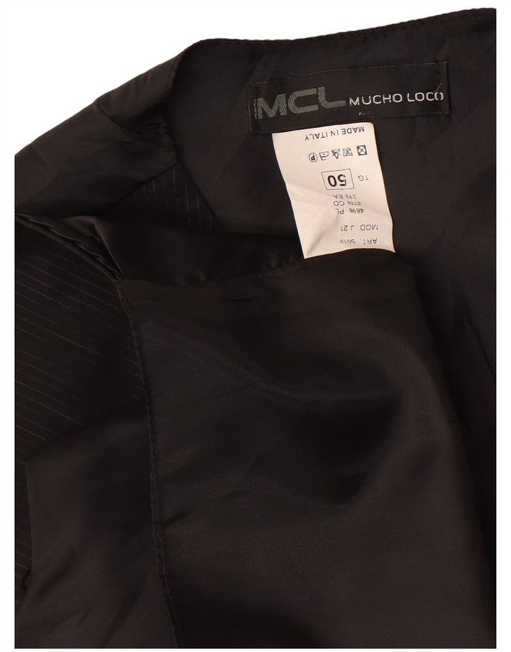 Vintage Ανδρικό Γιλέκο IT 50 Medium Black Pinstripe Polyester