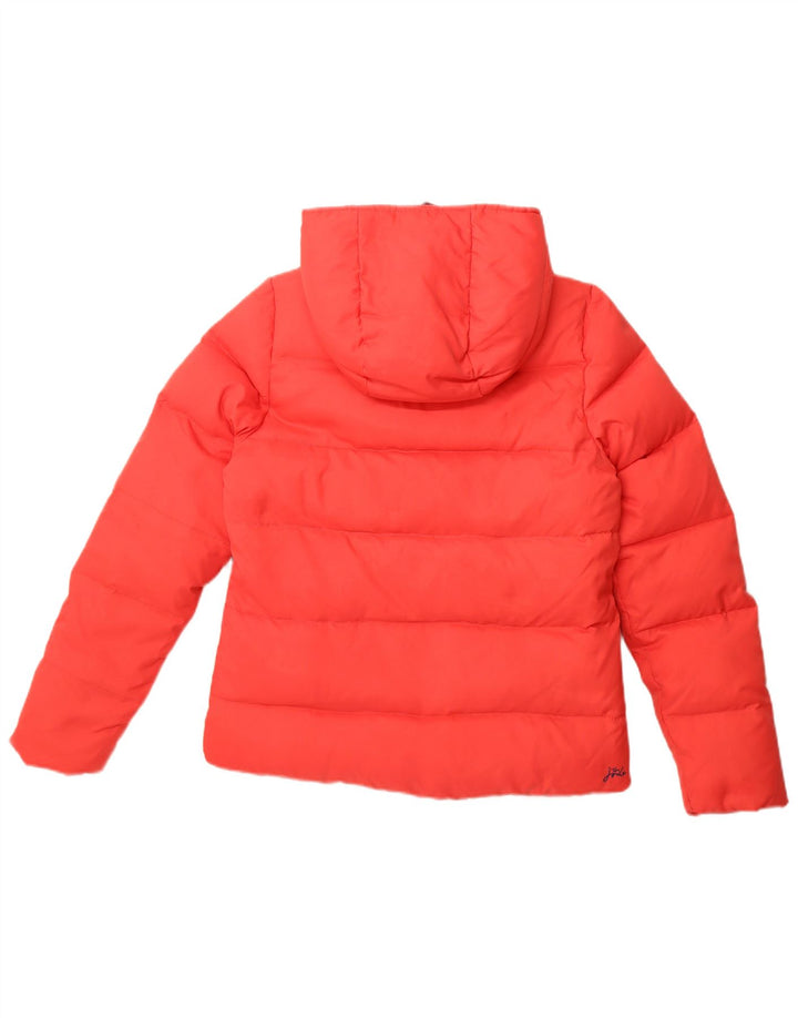 JOULES Womens Hooded Padded Jacket UK 12 Medium Red Polyester
