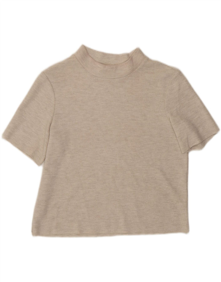 Zara Γυναικείο T-Shirt Top UK 14 Medium Beige Flecked