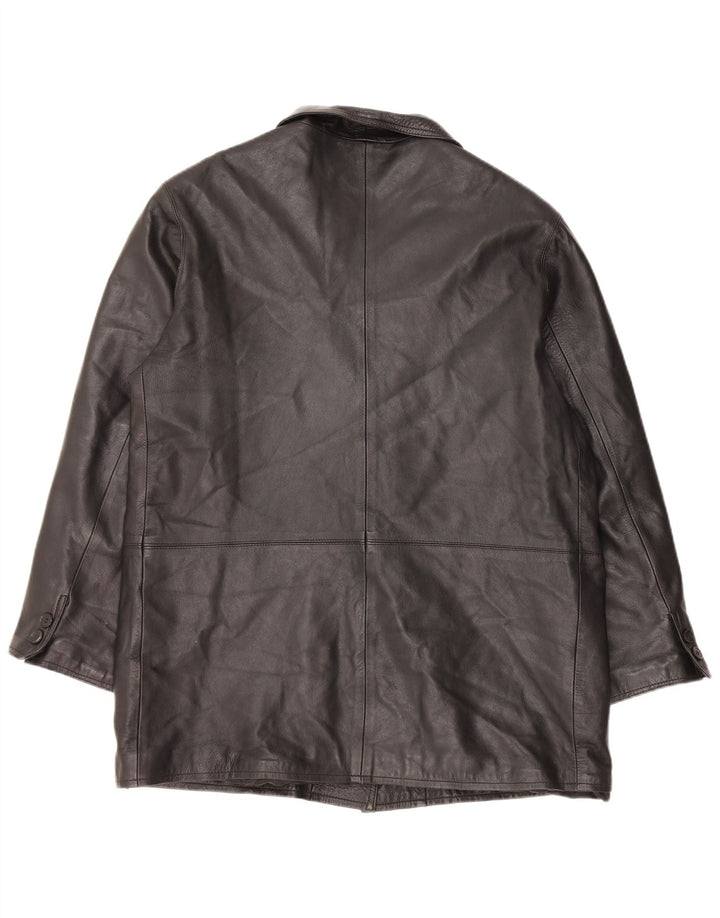 VINTAGE Γυναικείο Δερμάτινο Παλτό IT 48 XL Μαύρο Δερμάτινο