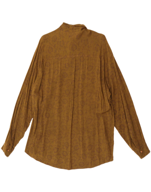 Vintage Ανδρικό Πουκάμισο XL Χακί Floral Viscose