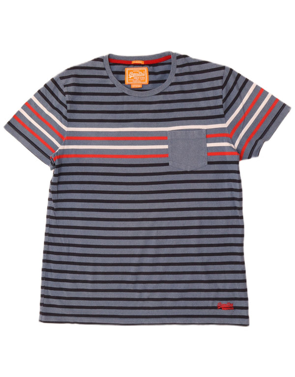 Superdry Ανδρικό T-Shirt Top 2XL Μπλε ριγέ βαμβακερό