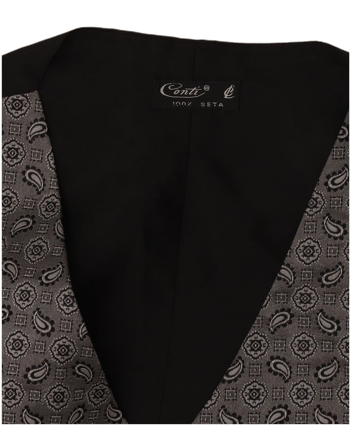 Vintage ανδρικό γιλέκο Small Grey Paisley Silk