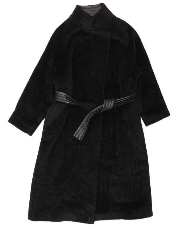 Γυναικείο πανωφόρι Max Mara Wrap Faux Leather UK 8 Small Black Wool Alpaca