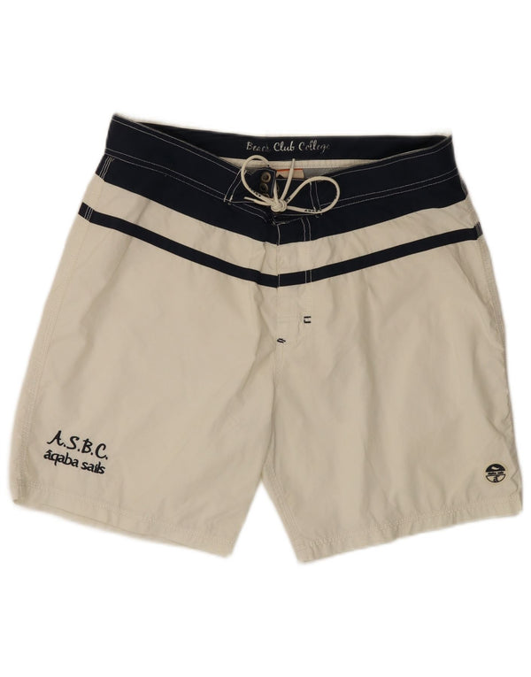 VINTAGE Mens Swimming Shorts XL  White Colourblock