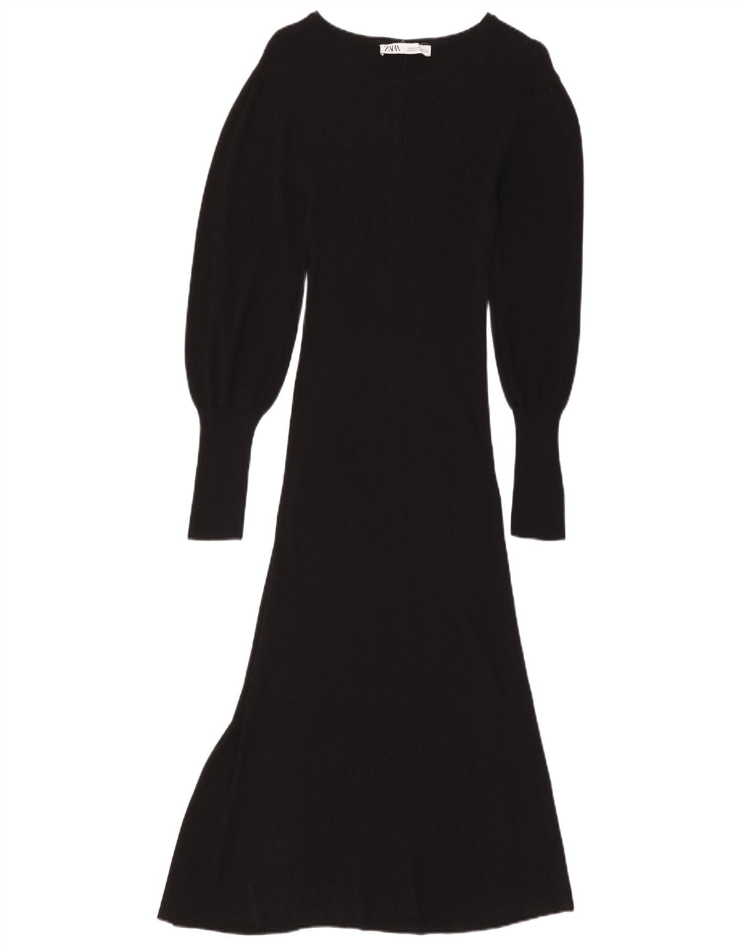 Γυναικείο μακρυμάνικο μάξι φόρεμα ZARA UK 12 μεσαία μαύρη βισκόζη