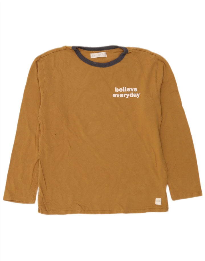 Zara Boys Graphic Top Μακρυμάνικο 11-12 ετών Καφέ Βαμβακερό