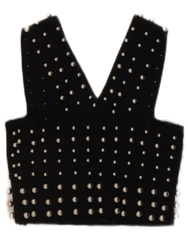 Topshop Γυναικείο Αμάνικο Crop Top UK 6 XS Black Viscose
