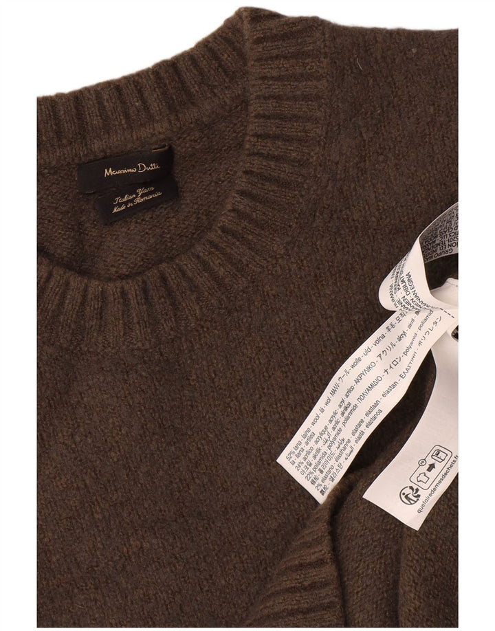 Massimo Dutti Γυναικείο πουλόβερ με λαιμόκοψη UK 16 μεγάλο καφέ μαλλί