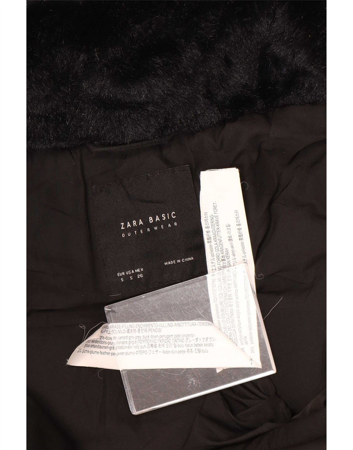 Zara Γυναικείο μπουφάν με κουκούλα UK 10 Small Black Polyester