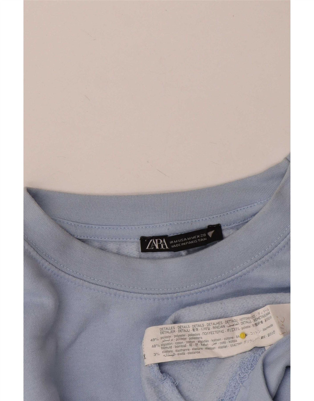 Zara Γυναικεία φούτερ Crop Jumper UK 14 Medium Blue Polyester