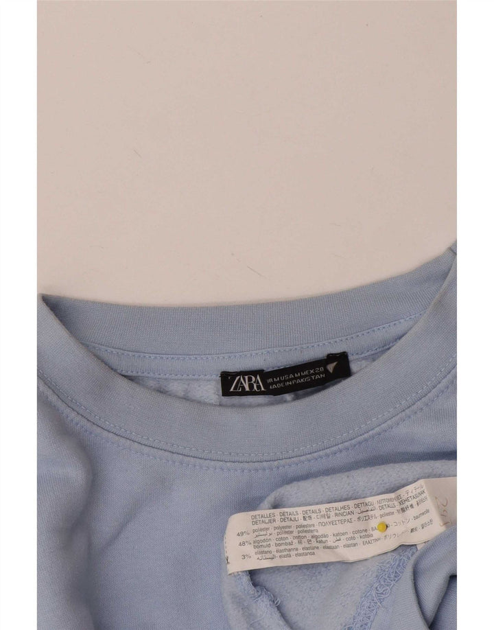 Zara Γυναικεία φούτερ Crop Jumper UK 14 Medium Blue Polyester