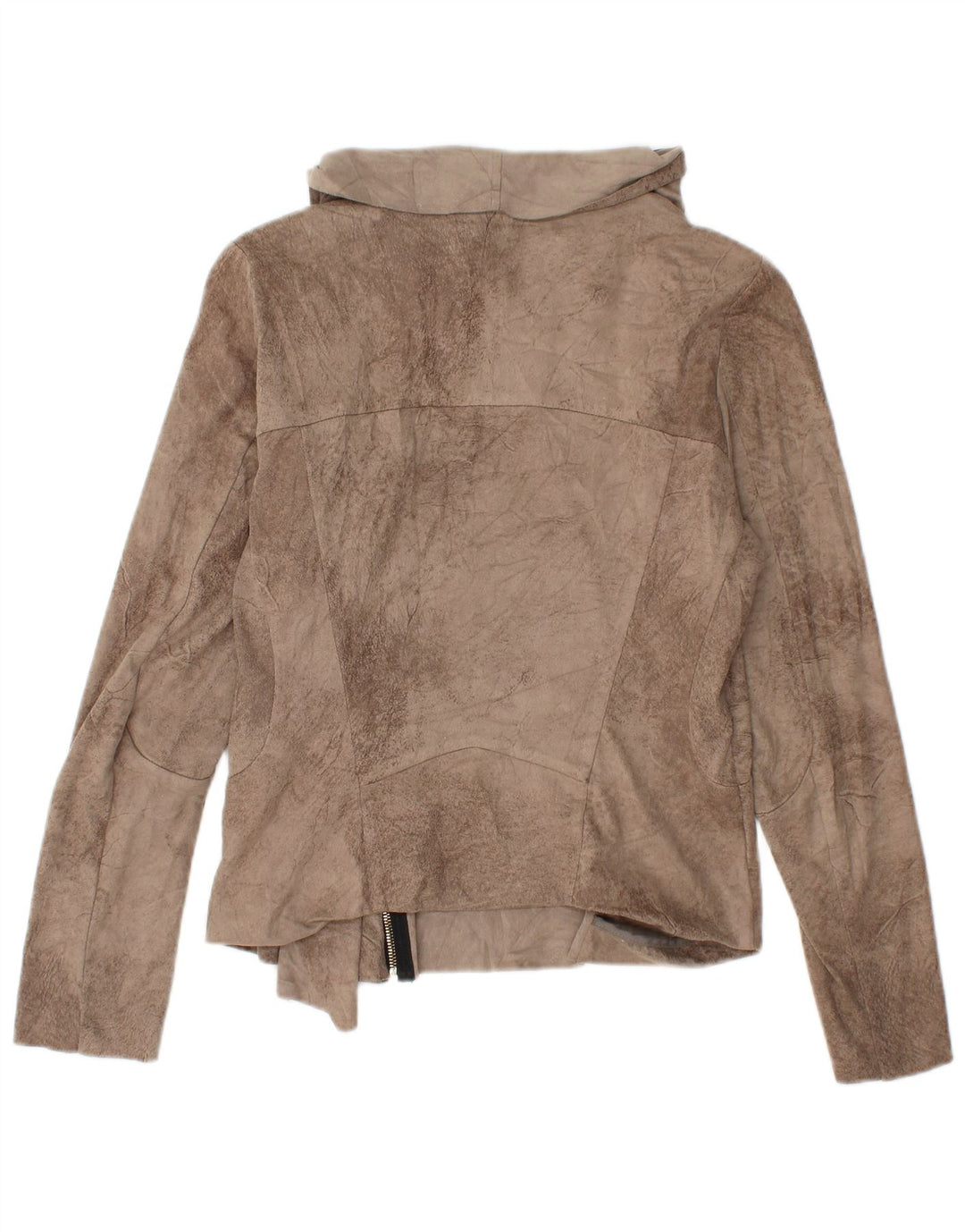 ZARA Γυναικείο Crop Bomber Jacket UK 14 Large Brown Tie Dye Polyester