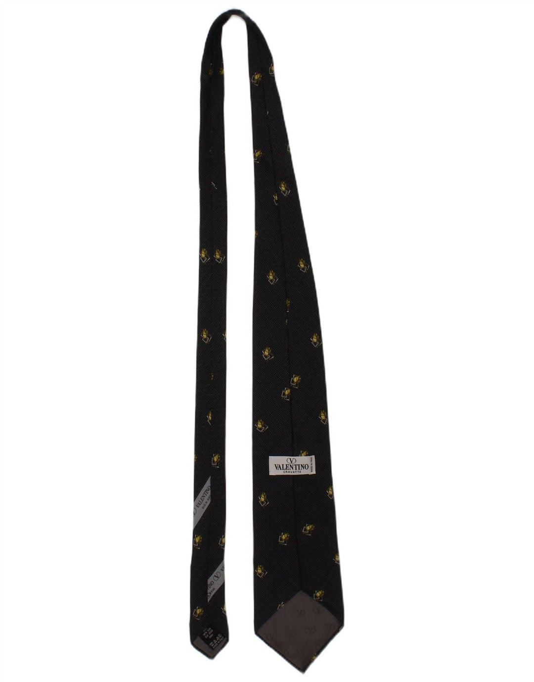 Valentino Ανδρική γραβάτα Cravatte One Size Black Floral Silk Designer
