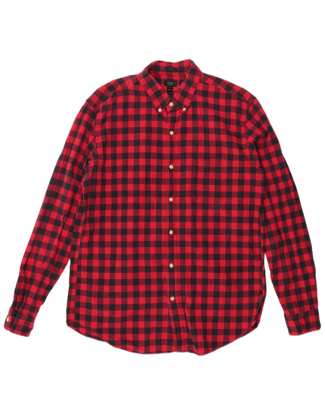 J. CREW Ανδρικό πουκάμισο Oxford Slim Flannel μεγάλο κόκκινο Gingham