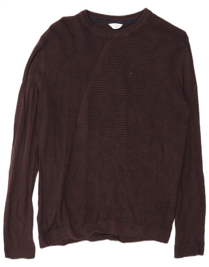 Jack & Jones Ανδρικό πουλόβερ με κανονική εφαρμογή με λαιμόκαυστο μεσαίο μπορντό