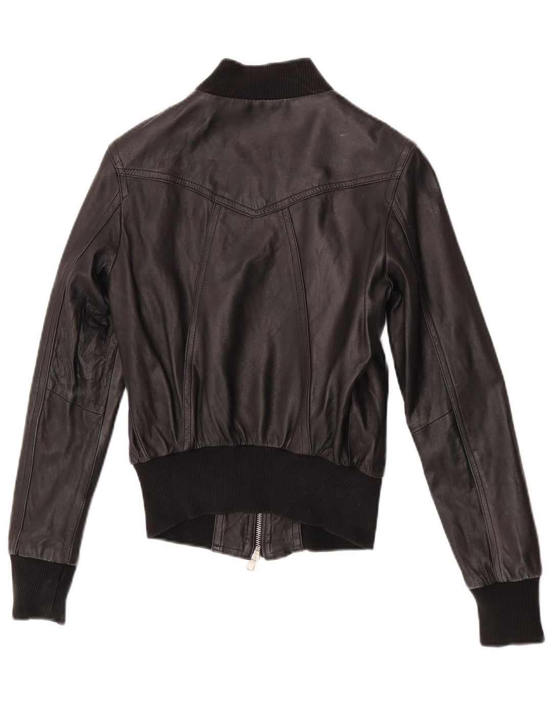 Astrid & Viola Γυναικείο Crop Leather Jacket UK 8 Small Black Leather