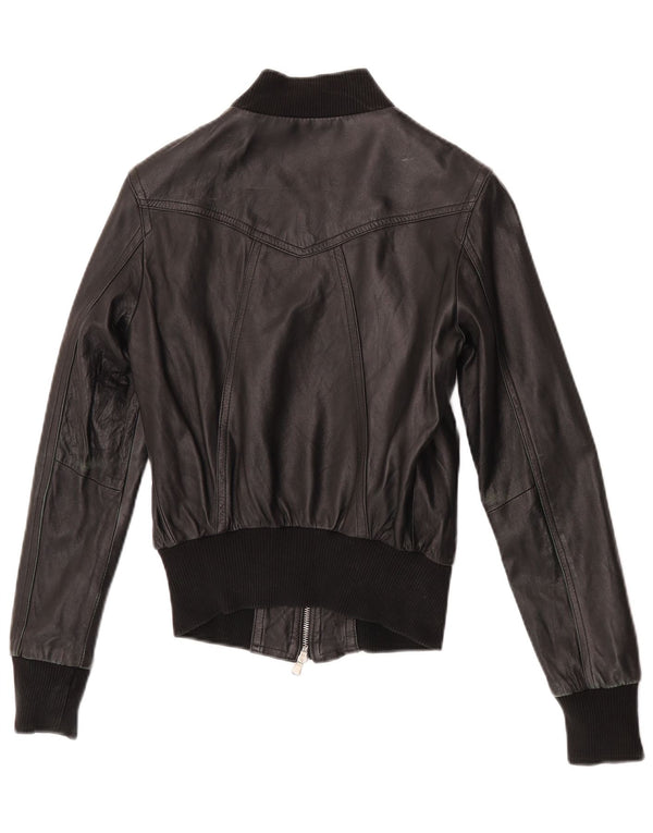Astrid & Viola Γυναικείο Crop Leather Jacket UK 8 Small Black Leather