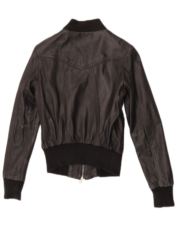 Astrid & Viola Γυναικείο Crop Leather Jacket UK 8 Small Black Leather