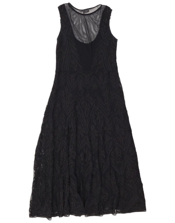 HUNZA Γυναικείο Αμάνικο Maxi Φόρεμα UK 18 XL Μαύρο Paisley Viscose