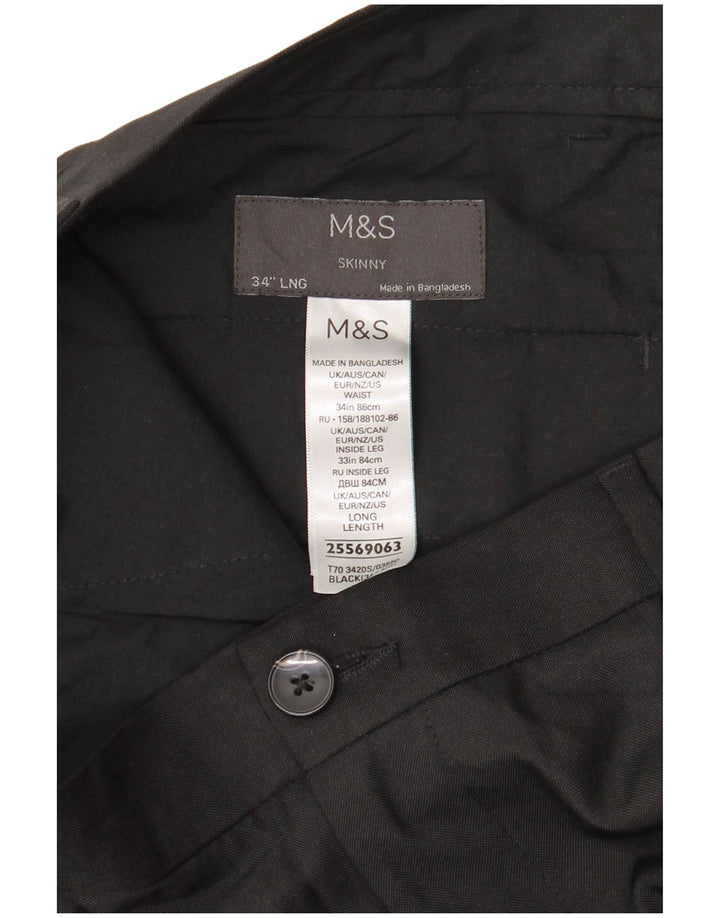 Marks & Spencer Ανδρικό Skinny παντελόνι Chino W34 L33 Μαύρο Πολυεστέρας