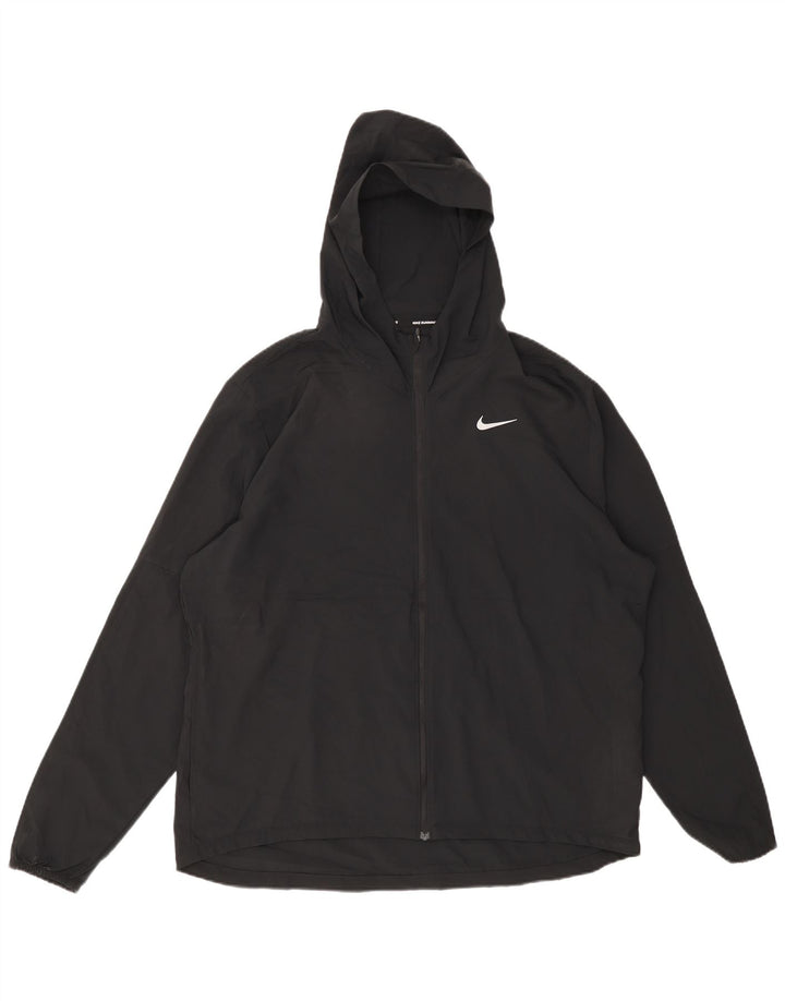 Ανδρικό μπουφάν βροχής με κουκούλα Nike UK 42 XL μαύρο πολυεστέρα